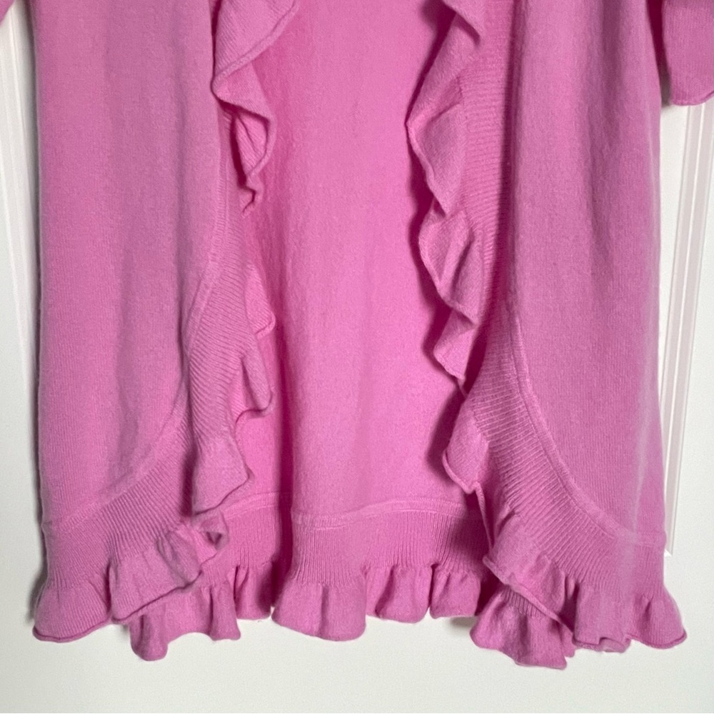 Neiman Marcus Cashmere Purple Pink Ruffled Cardigan Sweater 35056 - Picture 6 of 13